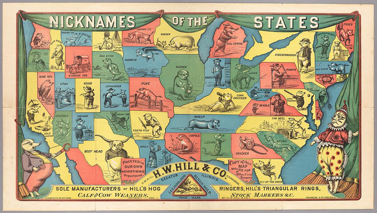 H.W. Hill & Co., Nicknames of the States, 1884
